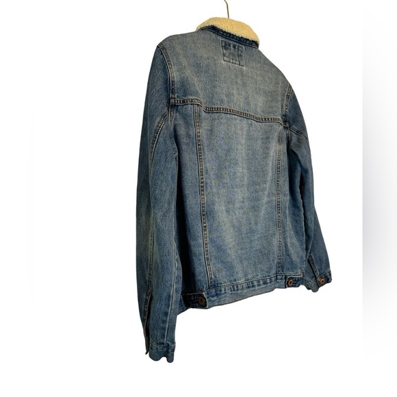 Forever 21 Jean Jacket Faux Fur Boys Large - Picture 12 of 14